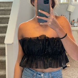 Boutique black tulle top